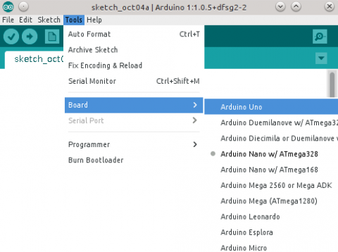 Arduino IDE- Arduino UNO arendusplaadi valimine
